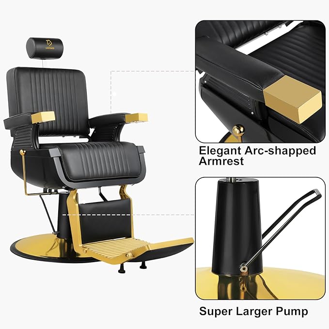Barber Chair Hydraulic Reclining Salon Chair 360 Degrees Swivel Heavy Duty Styling Chairs for Hair Stylist Barber Salon Black
