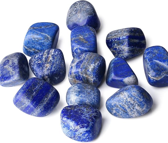 DUQGUHO Lapis Lazuli Healing Crystals Stones Set Natural Crystals Bulk Irregular Tumbled Polished Crystal Stones Bulk Rocks 0.45 lbs