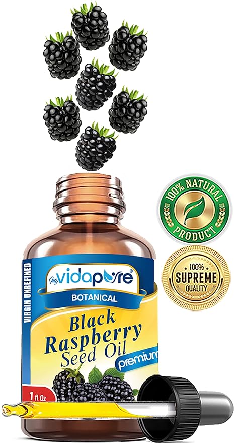 MYVIDAPURE BLACK RASPBERRY SEED OIL 100% Pure VIRGIN UNREFINED for Face, Body, Hair, Lip Care, Nails (1 Fl Oz)