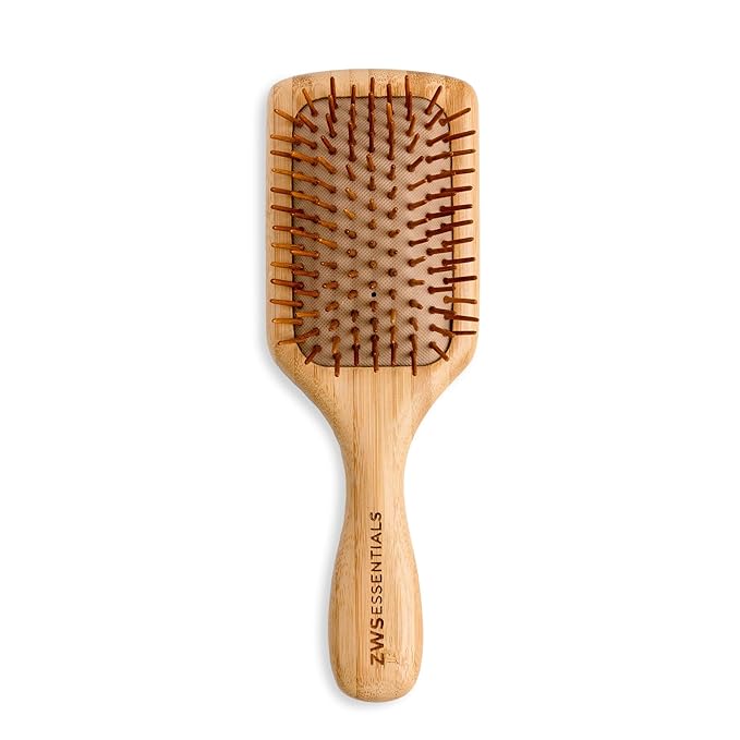 ZWS Essentials Bamboo Hair Brush | Sustainable Detangling Hairbrush for All Hair Types | Natural Scalp Massage Brush with Eco-Friendly Bristles for Smooth, Frizz-Free Styling by Zero Waste Store