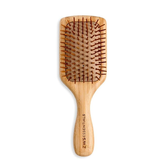 ZWS Essentials Bamboo Hair Brush | Sustainable Detangling Hairbrush for All Hair Types | Natural Scalp Massage Brush with Eco-Friendly Bristles for Smooth, Frizz-Free Styling by Zero Waste Store