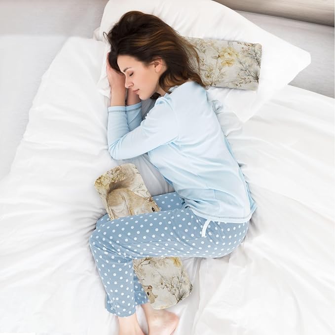 Beige Squirrels Mushrooms Flowers Plants Neck Roll Pillow Bolster Round Health Memory Foam Long Cervical Cylinder Pillows with Removable Washable Cover for Body Bed Legs Back Yoga