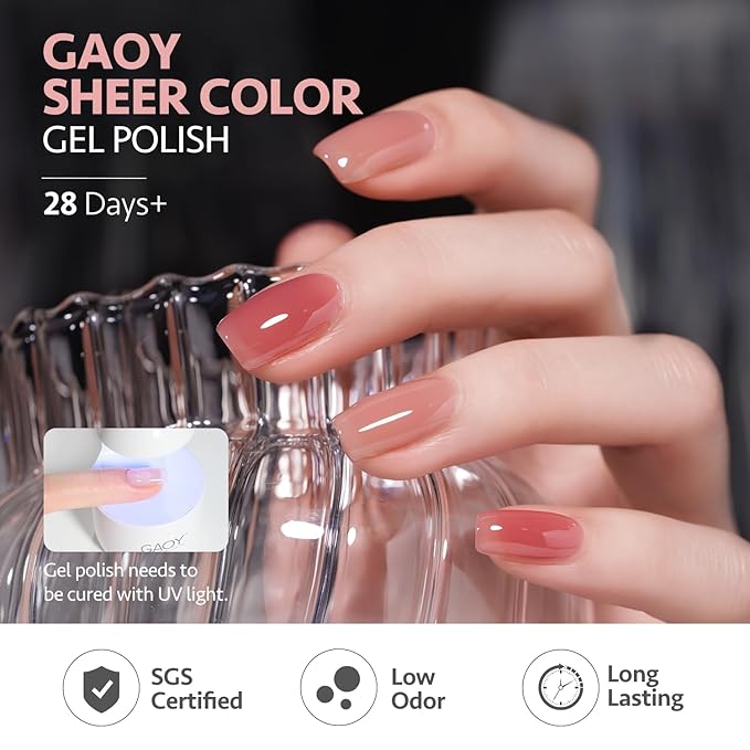 GAOY Nude Jelly Gel Nail Polish Set, 6 Colors Milky Pink Neutral Gel Kit for Salon and Nail Art DIY at Home