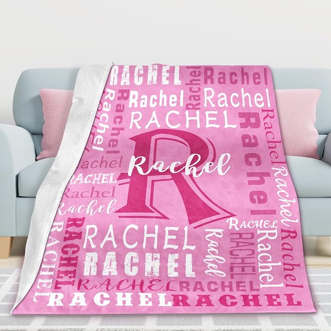 Yofair Ships Next Day, Personalized Blanket Gifts for Teen Girls Custom Blanket with Name Flannel Throw Girls Blankets Customized Daughter Gifts for Kids Adult