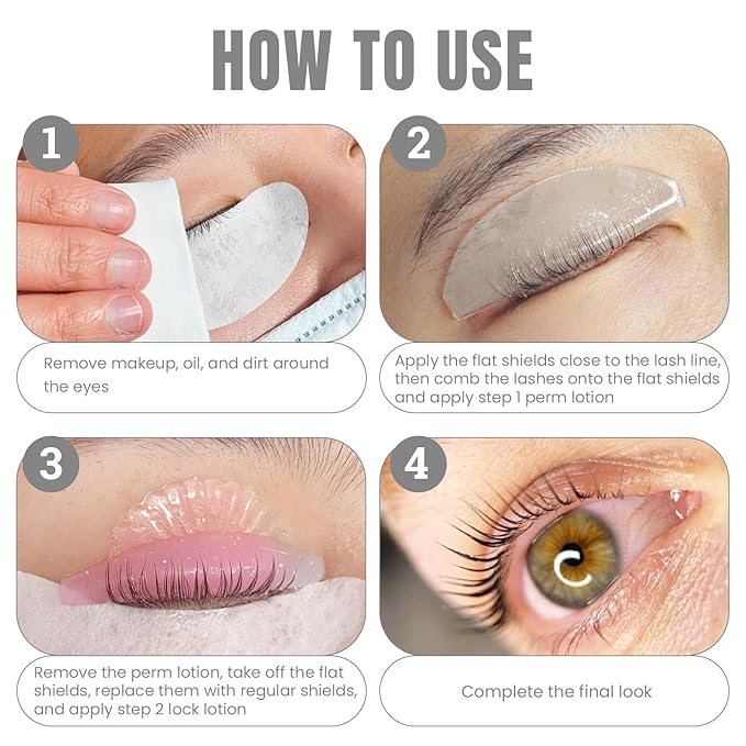 Libeauty 1mm Ultra Thin Flat Lash Lift Shields, Korean Lash Lift Pads for Step 1 Softening Only, Self Adhesive Glueless Silicone Lash Rods with Storage Case, Professional & DIY Supplies, Clear