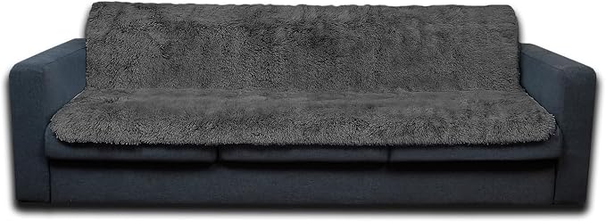 Dogs/Cats Bed Mats, Dog Pad Washable Removable Couch Cover with Anti-Slip Back, Plush Long Fur Mat, Perfect for Small, Medium and Large Dogs.(Dark Gray, 52"x82")