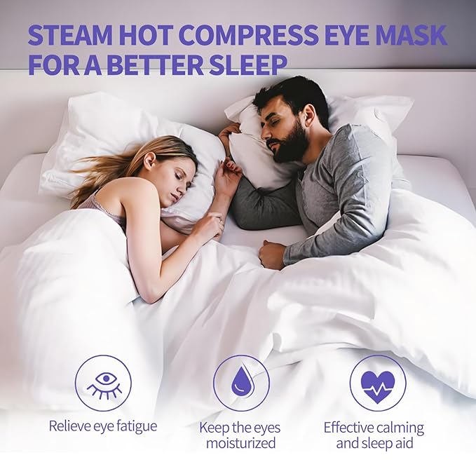 48 Packs Steam Eye Mask for Eyes, Warm Compress Eye Mask, Self Heating Eye Masks Help for Eye Spa, Disposable Heated Eyes Mask for Sleeping Relief Stress Eye Fatigue(Lavender)