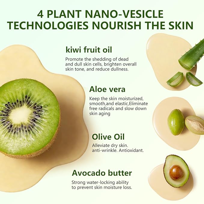 Moisturizing Cream - 200ml Hydrating Body & Face Moisturizer with Shea Butter & Sweet Almond Oil, Vitamin E for Nourishing & Brightening Skin, Long-Lasting Moisturization. (Kiwi Fruit & Aloe)