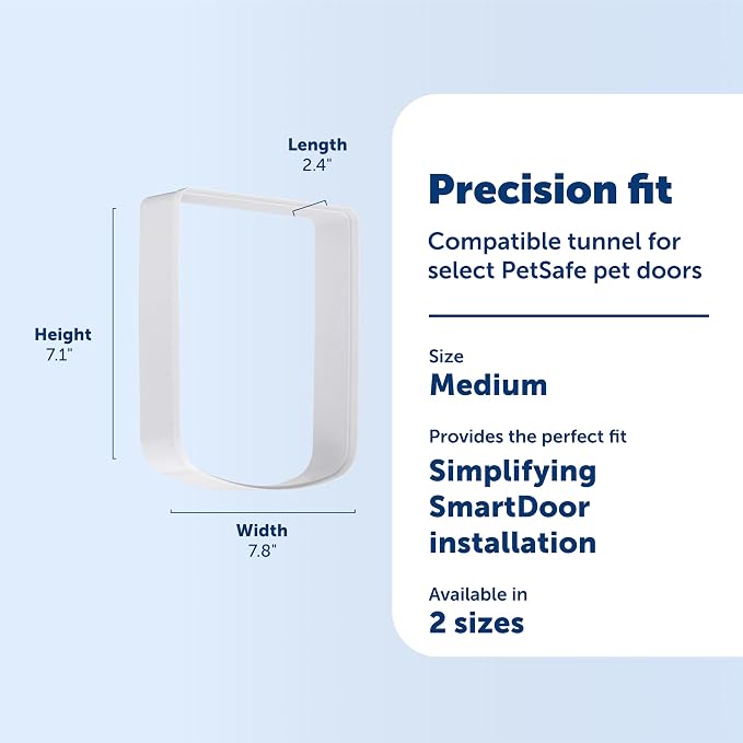 PetSafe SmartDoor Pet Door Tunnel Extension, Medium, ZAC19-17244 | Adds 2 in. Tunnel Depth for Thick Doors/Walls, Fits Medium SmartDoor (ZPA19-17252, PPA00-17254, PPA19-17256)