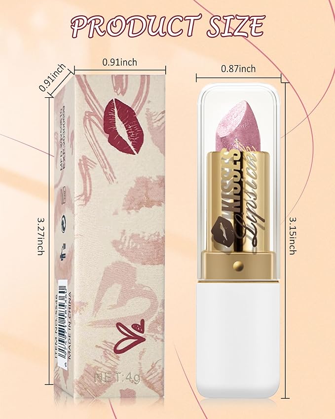 Diamond Glitter Lipstick, Pink Shimmer Matte Metallic Lipstick, High Pigment Waterproof Long Lasting Lip Gloss, Shiny Non-Sticky Creamy Lip Stain, Christmas Lip Makeup Festival Gift for Women Girl-12