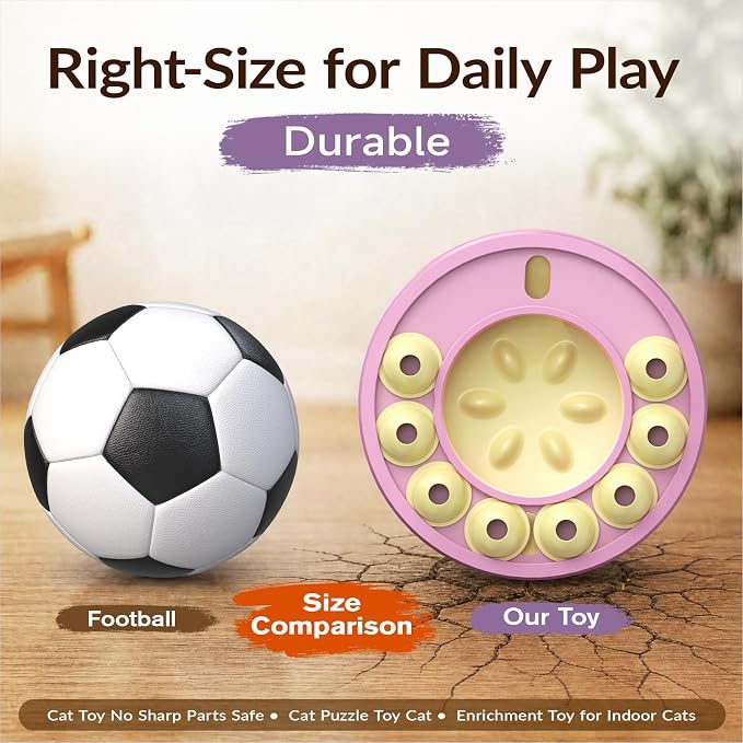 KADTC Cat Puzzle Toy, Slow Feeder, Interactive Enrichment for Indoor Cats | Eight Sliding Pods Guide Kibble Through One Outlet, Stretch Mealtime, Spark Paw-Powered Hunting, Sharpen Focus, Beat Boredom.