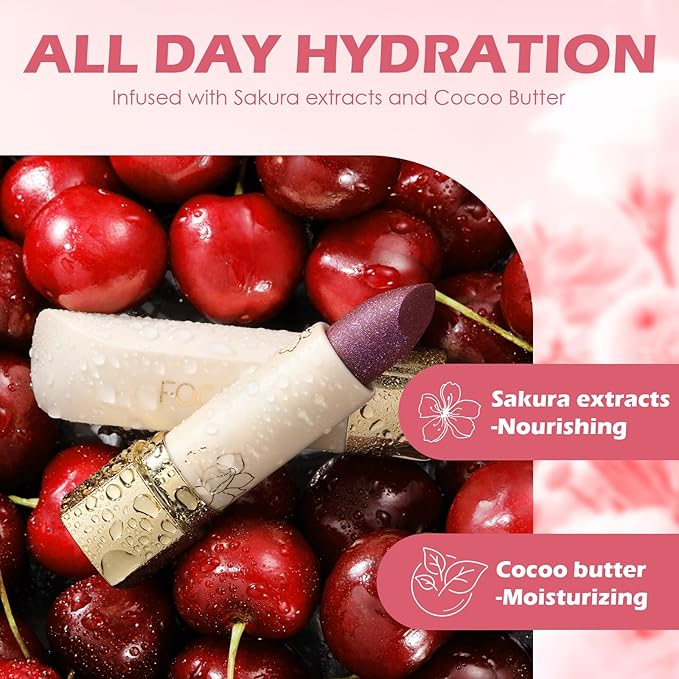 FOCALLURE Moisturizing Shiny Lipstick,Pearl Shimmery Finish,Hydrating Tinted Lip Balm with Creamy Texture,Long Lasting High Pigmented Lip Stain,Cowgirl