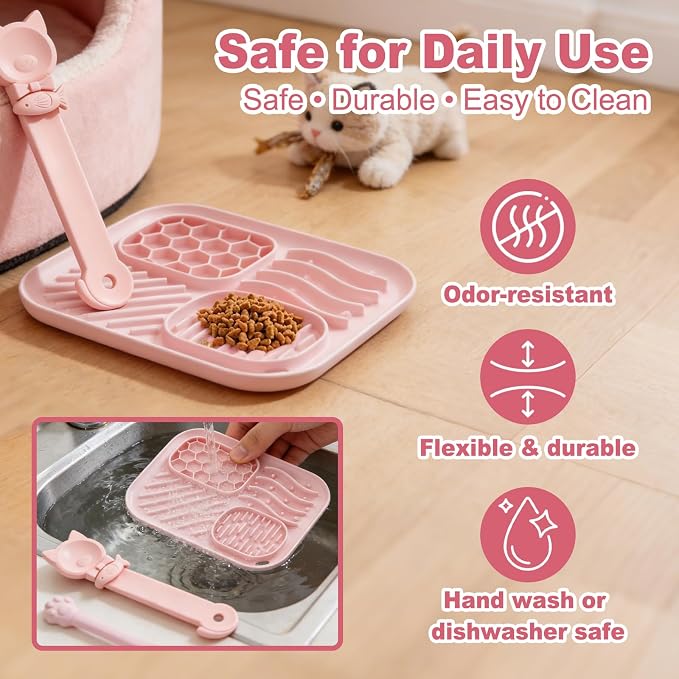 AZY 3-Piece Slow Feeder Cat Bowl Set with Strong Suction Cups