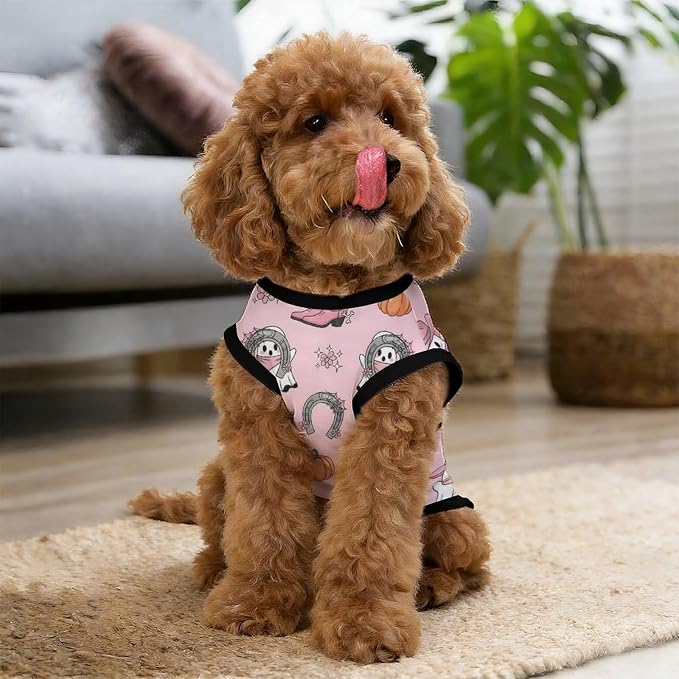 Halloween Pet Vest Western Spooky Pet Shirts Medium | pumpkin Dog Shirt Vest cute pet Sleeveless Vests Ice Silk Dog T-Shirts holiday Dog Clothes Halloween Canine Wear