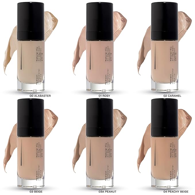 Radiant Professional Natural Fix All Day Matte Cream Foundation Makeup – Long Wear, Full Coverage Matte Foundation with SPF 15 – Oil Free Lightweight Formula for All Skin Types – 1.01oz (00 Alabaster)