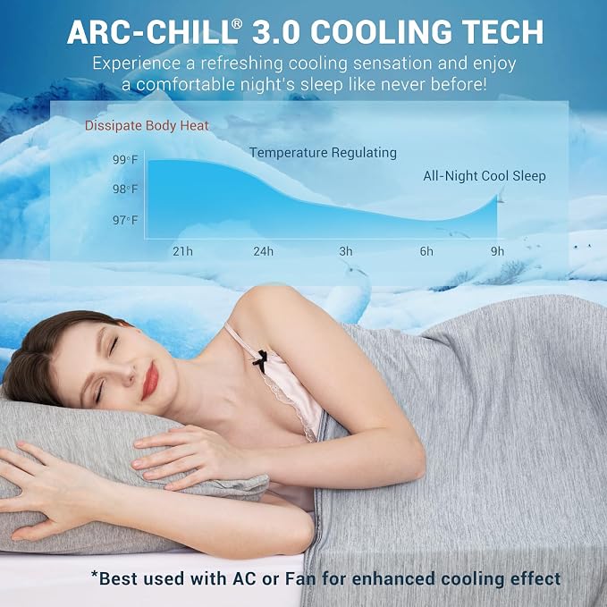 Elegear Arc-Chill 3.0 Cooling Blanket for Hot Sleepers, Twin Size, Grey | Q-Max>0.5 Cooling Fabric, Absorbs Heat to Keep Body Cool, Breathable Summer Blankets for Night Sweats & Menopause, 59"x79"