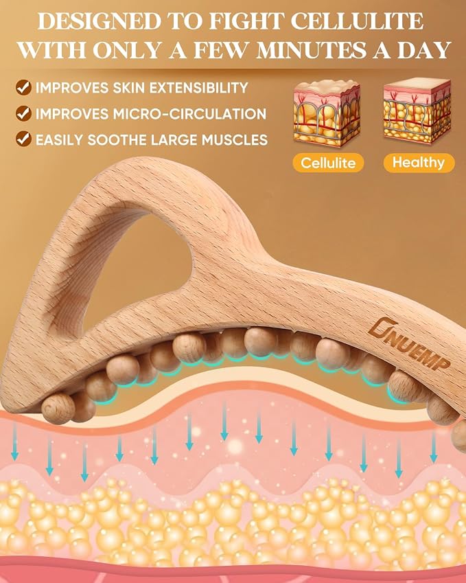 ONUEMP Wood Therapy Massage Tools, Cellulite Massager Body Slim Brush, Maderoterapia Kit Colombiana for Lymphatic Drainage, Body Sculpting, Myofascial Release, Deep Tissue