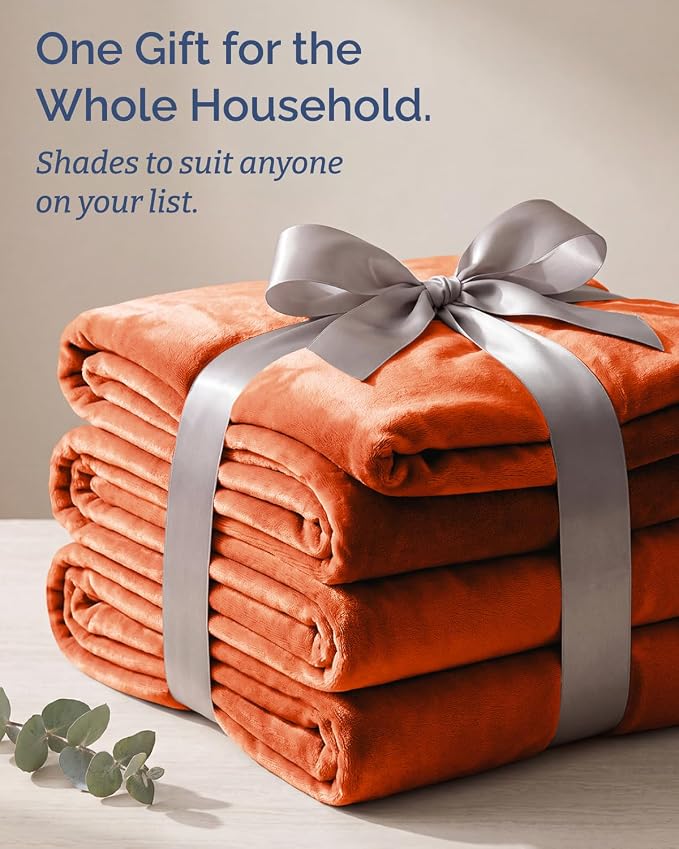 Ultra Soft Fleece Blanket Oversized King Size - Flannel Fleece Luxury Blanket - Lightweight for Couch Bed Chair - Thick, Warm and Breathable - All Season Cozy, Burnt Orange