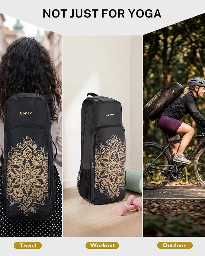 Gonex Yoga Mat Bag, 2 Carry Ways Yoga Backpack with Wet Compartment Metal Zippers for Women Men, Large Capacity Yoga Mat Carrier for Yoga, Gym, Travel