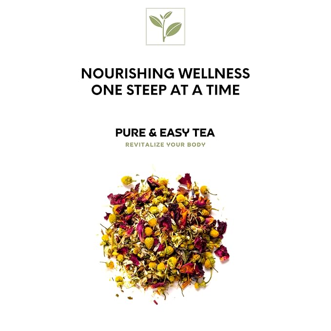 Pure And Easy Tea, Nighttime Nirvana, Caffeine-Free Herbal Sleep & Relaxation Tea, Loose Leaf Blend with Chamomile, Lavender & Lemon Balm, Premium Wellness Tea (100g)