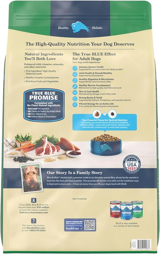 Blue Buffalo Life Protection Formula Lamb Adult Dry Dog Food, 24 lb | Real Lamb #1 Ingredient, Supports Immunity with Antioxidant-Rich LifeSource Bits, Promotes Healthy Muscle Development