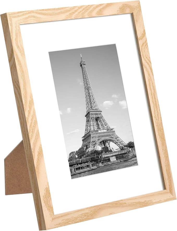 upsimples 8x10 Picture Frame Set of 10, Display Pictures 5x7 with Mat or 8x10 Without, Multi Photo Frames Collage for Wall or Tabletop Display, Natural | Fit 5x7 and 8 x 10 Photos, Wall or Tabletop Display, For Gallery Hallway Living Room, For Christmas