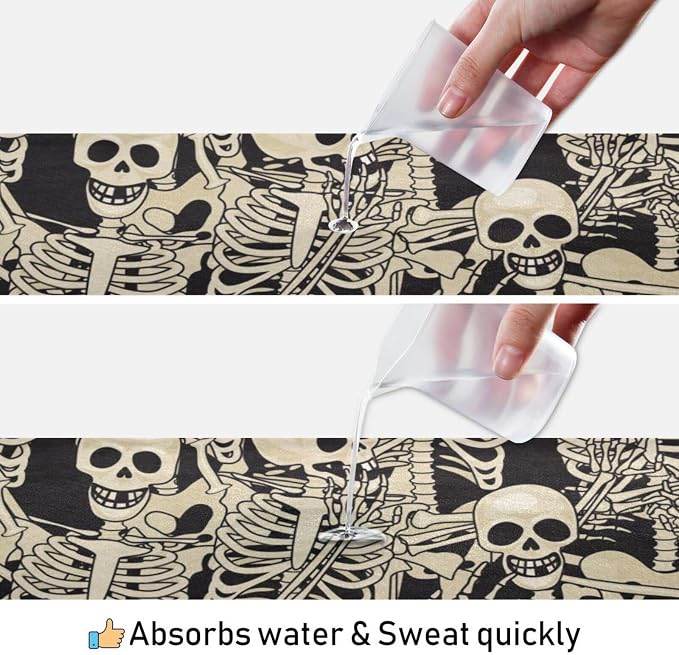 Fun Skull Yoga Mat Towel Non Slip Soft Sweat Absorbent Hot Yoga Mat Towel, for Hot Yoga, Pilates and Workout-73 x 27 Inch