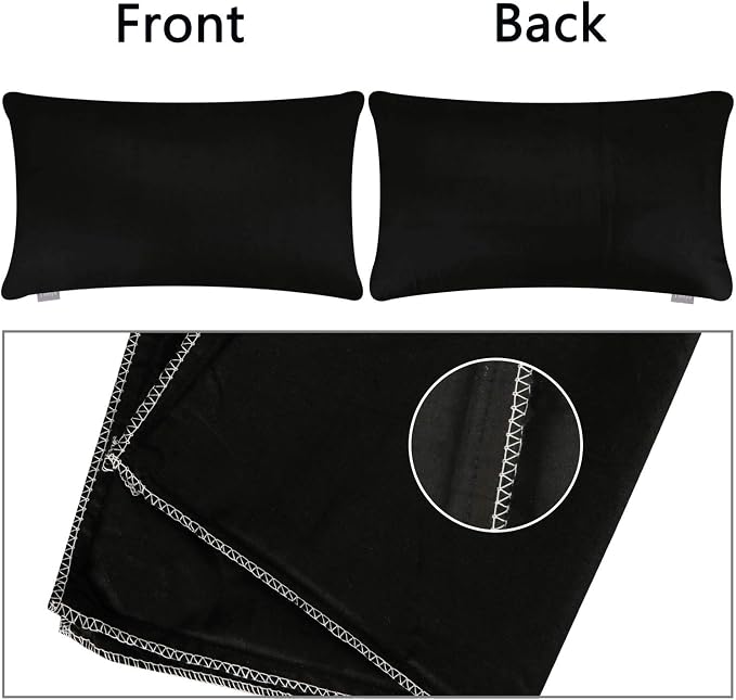 Thmyo 4-Pack 100% Cotton Lumbar Comfortable Solid Decorative Throw Pillow Case Rectangle Cushion Cover Sublimation Blank Pillow Covers Christmas DIY Throw Pillowcases for Sofa(12x20inch/30x50cm,Black)