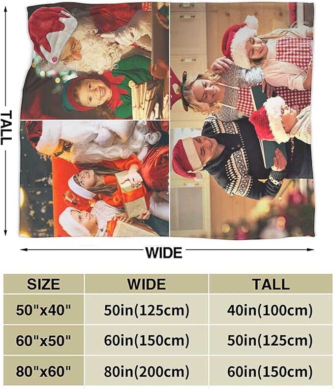 QETXVI Custom Blanket with Photos Text Customized Blanket Personalized Flannel Throw Blankets for Adult Kid Birthday Christmas Halloween Fathers Mothers Valentines Gift - 40"x 50"