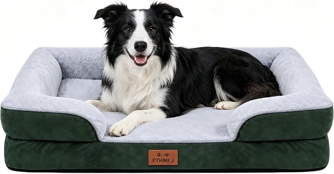 Orthopedic Dog Beds Large Sized Dog, Memory Foam Dog Bed Couch, 36"L | Dual-layer Foam Mat, Washable Cover&Waterproof, Contoured Bolster Design, Indoor&Car Truck, Pet Bed for Dogs Cats Up to 50lbs