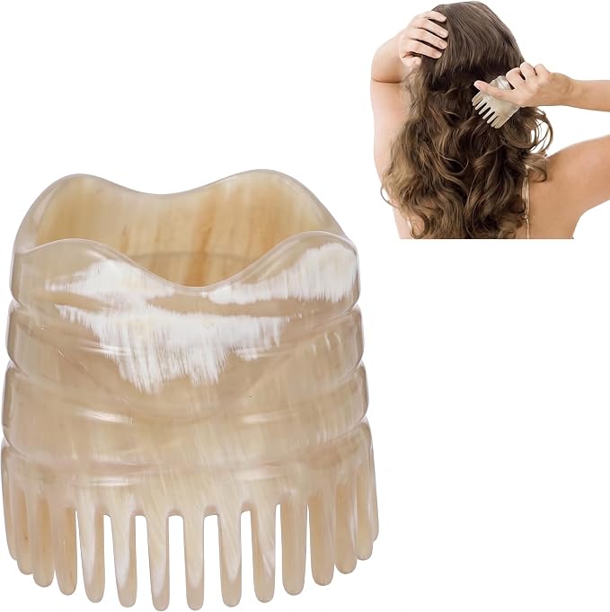 Dandruff Comb Scalp Massager Tool, Natural Bull Horn Scalp Massage Comb Hair Growth, Head Massager Stimulator Exfoliator Shampoo Brush for Women Hair Care（Random Styles）