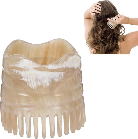 Dandruff Comb Scalp Massager Tool, Natural Bull Horn Scalp Massage Comb Hair Growth, Head Massager Stimulator Exfoliator Shampoo Brush for Women Hair Care（Random Styles）