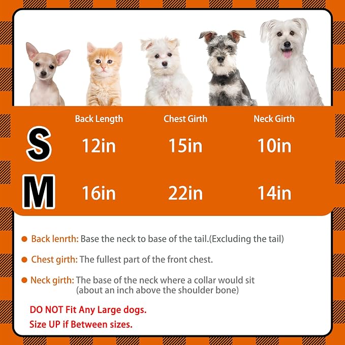 PUPTECK Classic Plaid Dog Shirt, Puppy Polo T-Shirt Clothes, Orange S | Soft Cotton Button Up Dog Clothes for Small Medium Dogs Boy Girl, Fashion Pet Tee, Chic Casual Pet Outfit Apparel