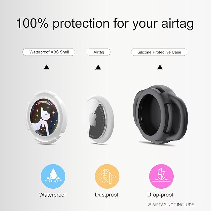 Waterproof AirTag Holder for Dog Collar, Soft Slide-On Dog AirTag Holder | Full-Body Protection, No-Dangle Fit, Ultra-Durable, Lightweight, Tool-Free Installation, Fits Dog & Cat Collars