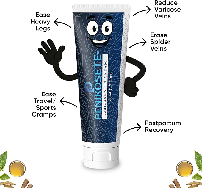 Varicose Veins Treatment | Natural Ayurvedic Cream for Legs with Ashwagandha | Spider Vein Removal Cream for Improved Circulation & Relief from Heavy Fatigued Legs | Non-Sticky