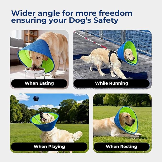 Soft Dog Cone Collar – Comfortable Cone for Dogs to Stop Licking After Surgery, Elizabethan Collar for Large Dogs, Adjustable Dog Donut Collar for Inflatable & Comfy Recovery (M)
