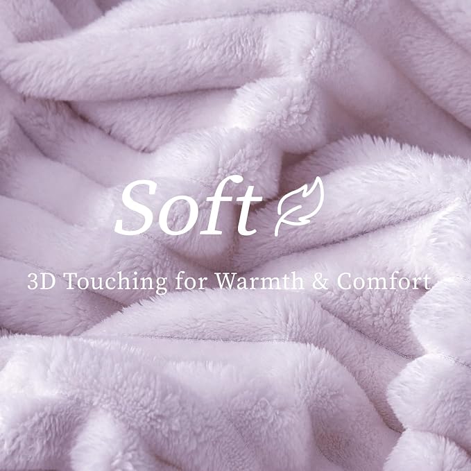 BEDELITE Striped Fleece Throw Blanket, Lavender Fog, 50"x60" | 300GSM Microfiber Fleece, Soft Cozy, Lightweight Warm, Double-Sided Plush, Machine Washable, Gift, Room Decor, for Couch Sofa