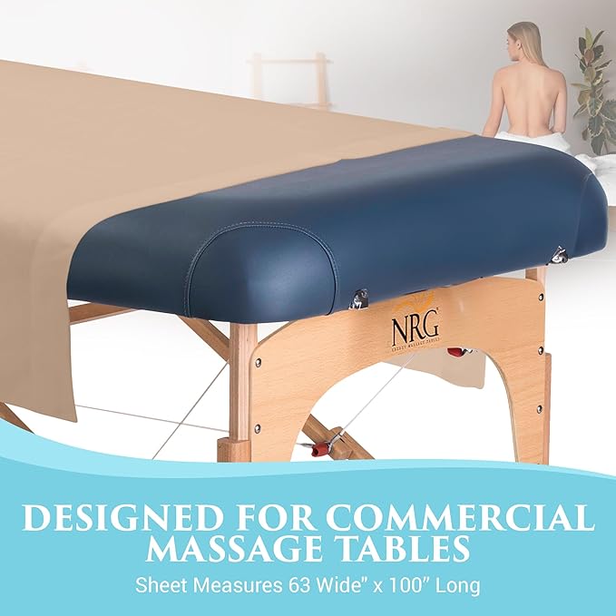 NRG Deluxe Flannel Flat Massage Sheet for Massage & Spa Table linens (Natural)