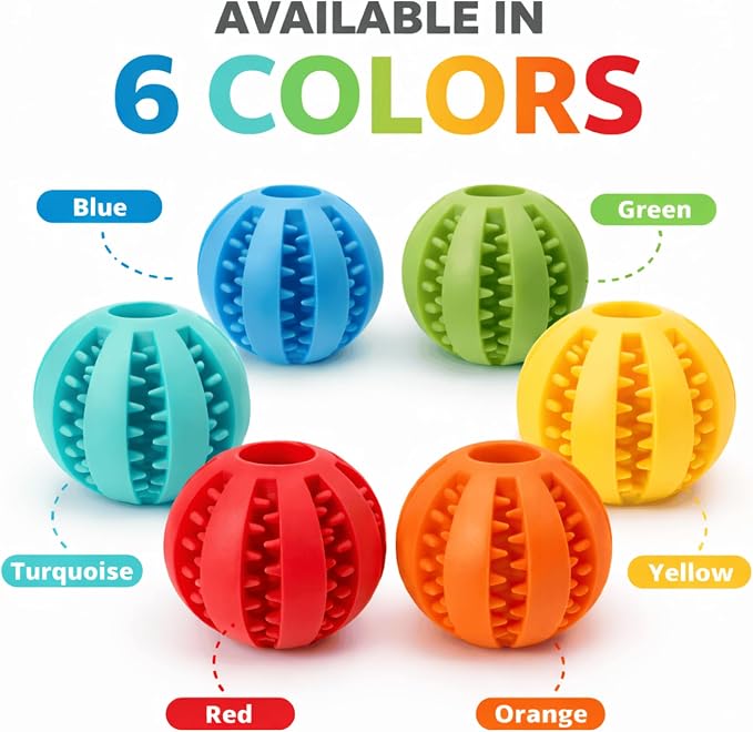 Dog Treat Ball for Small Dogs – Interactive Chew Toy, Teeth Cleaning & Mental Stimulation, Durable Rubber Treat Dispensing Toy