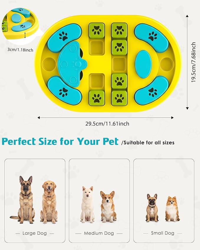 Dog Puzzle Toy, Interactive Enrichment Treat Food Puzzles, Yellow | Mental & Brain Stimulation, Slow Feeder, For Smart Puppy Small Medium Large Dogs Cats