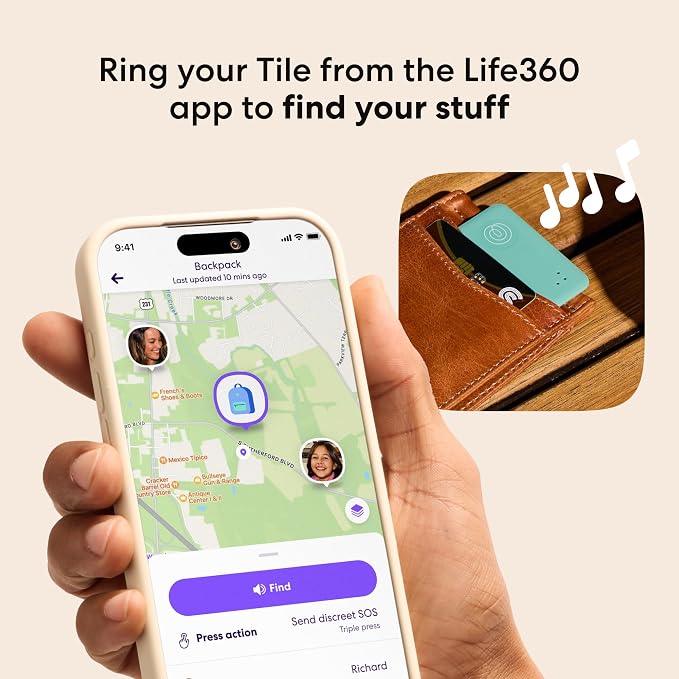Life360 Tile Slim - Wallet Finder, Bluetooth Tracker and Item Locator for Luggage Tags, Passports and More. Both iOS and Android Compatible. Phone Finder. 1-Pack (Seaglass)