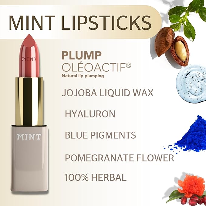 MINT Lipstick in NUDE PARFAIT - Optical Teeth Whitening Lipstick with Blue Pigments - Immediate Bright Smile Effect - Fuller Lips Effect with Hyaluronic Acid and Oléoactif Complex - By Dr. Mintcheva