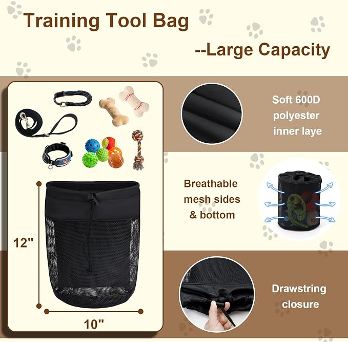3-in-1 Dog Training Treat Bag with Adjustable Bolder Waist Belt, Include Waterproof Dog Treat Pouch, Mesh Training Tool Bag, Catch-All Bag with Poop Bag Dispenser for Full-day training and Hiking.