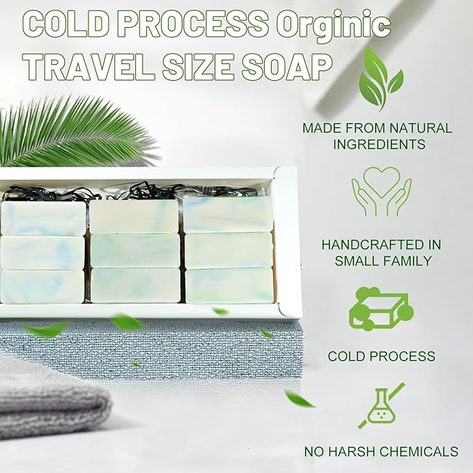 23pcs Travel Size Soap Bars Individually Wrapped, Mini Olive Bar Soap Bulk Body Bath Gentle Bars Men Women, TSA Travel Size Toiletries for Homeless Hotel, Tea Tree Oil Shampoo Bar for Guest Bathroom