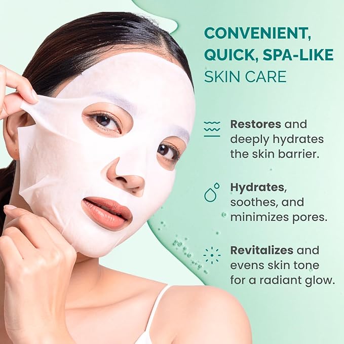 PLANTIFIQUE Facial Sheet Mask Hydration Heaven 5 pack – Aloe Vera & Hyaluronic Acid Hydrating & Refreshing Face Masks – Korean Skincare for Dry or Tired Skin