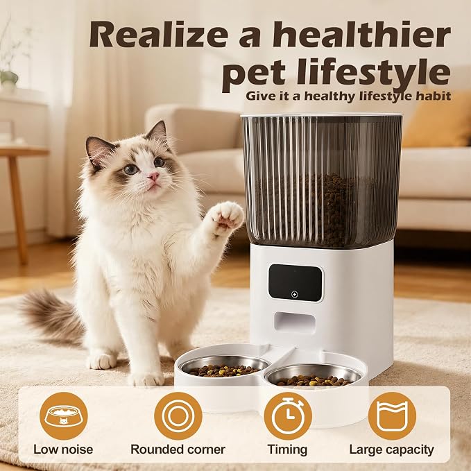 Automatic Cat Feeder with Camera, OIUMHRU 5G WiFi 7L Timed APP Control | 2K Pan/Tilt Camera, Automatic Dog and Cat Food Dispenser, Two-Way Audio, Night Vision, Motion Detection, Dual Bowls