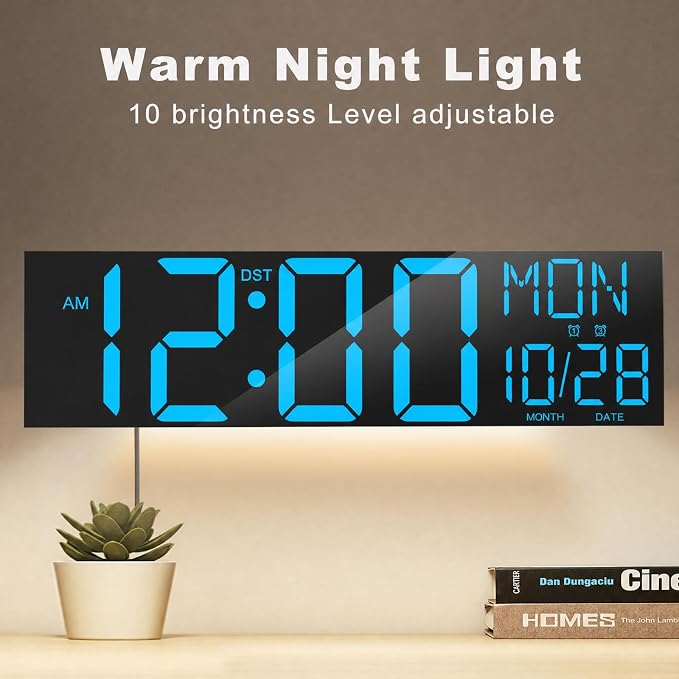 JALL 30" Giant Digital Wall Clock, Extra Large LED Clock with Remote, Huge Wall Clock with Jumbo Numbers for Living Room, Gym, Blue