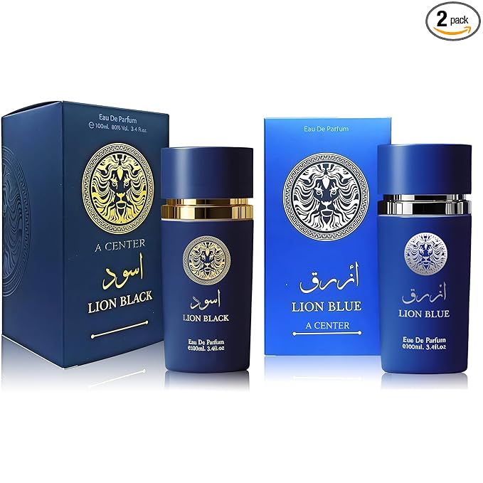 A CENTER Lion Men's Cologne Set Pack of 2 Eau de Parfum Gift - 3.4 Fl Oz Each | Citrus Spicy & Woody Ambergris Fragrance | Luxury Perfume for Day & Night