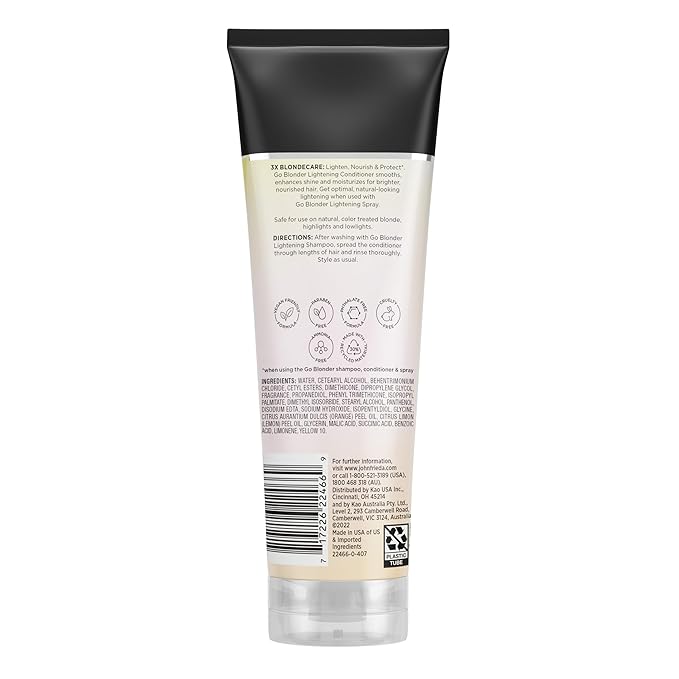 John Frieda Go Blonder Lightening Conditioner, Gradually Lightens Blonde Color, For Natural or Color-Treated Hair, Formulated with Citrus and Chamomile, Paraben Free, 8.3 Oz