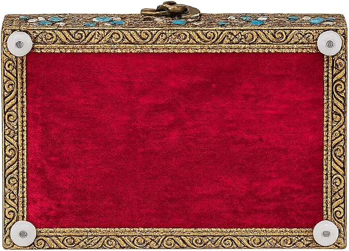 ETROVES 6 inch Jewelry Box - Handmade Portable Treasure Organiser Keepsake - Decorative Memory Storage Case Single Compartment for Women Men Jewel - Vintage Trinket Box (Peacock)